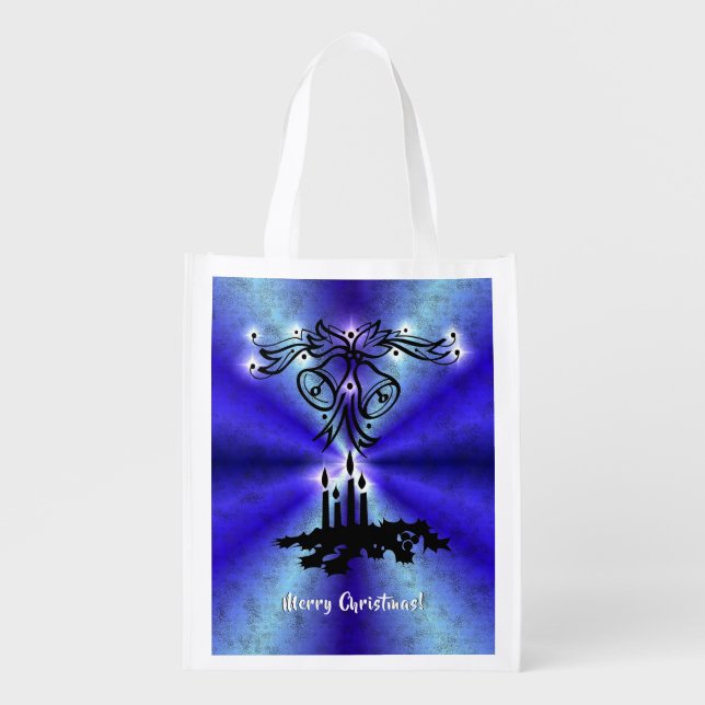 Advent, Christmas Magic on Blue Grocery Bag (Front)