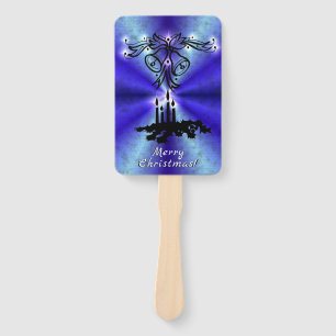 Advent, Christmas Magic on Blue Hand Fan