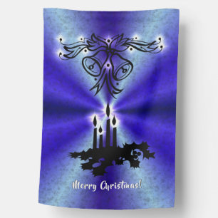 Advent, Christmas Magic on Blue House Flag