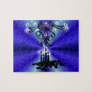 Advent, Christmas Magic on Blue Jigsaw Puzzle