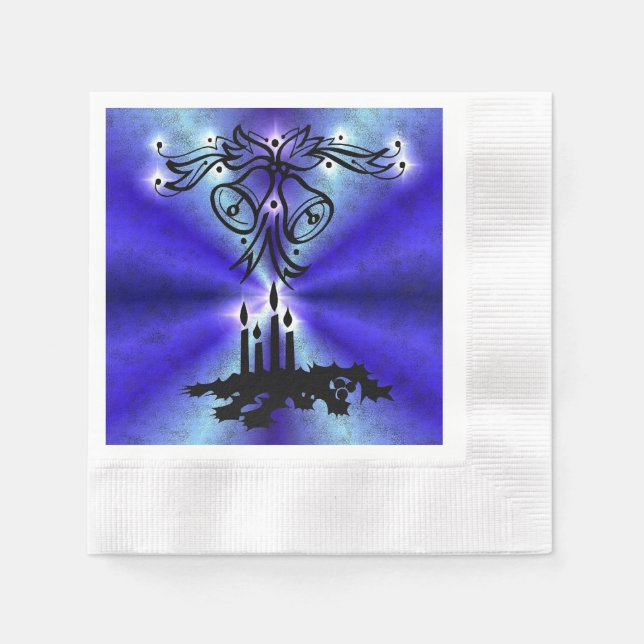 Advent, Christmas Magic on Blue Napkins (Front)