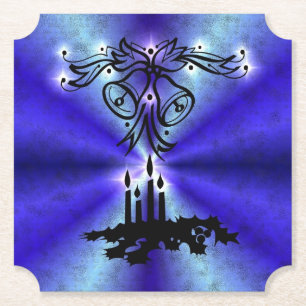 Advent, Christmas Magic on Blue Paper Coaster