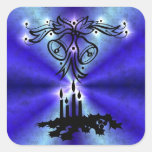 Advent, Christmas Magic on Blue Square Sticker