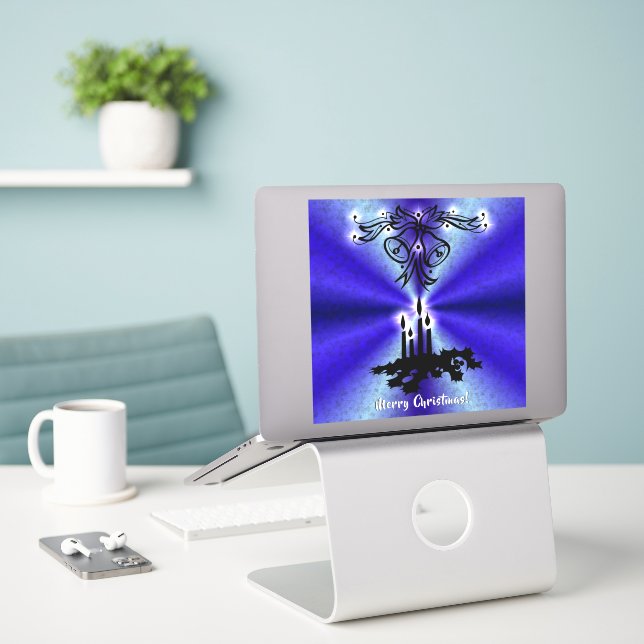 Advent, Christmas Magic on Blue Sticker (Laptop On Desk)