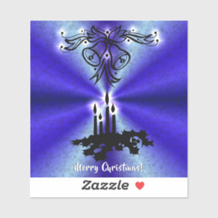 Advent, Christmas Magic on Blue Sticker