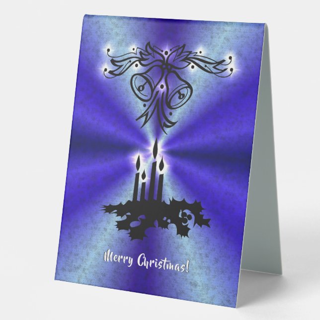 Advent, Christmas Magic on Blue Table Tent (Front)