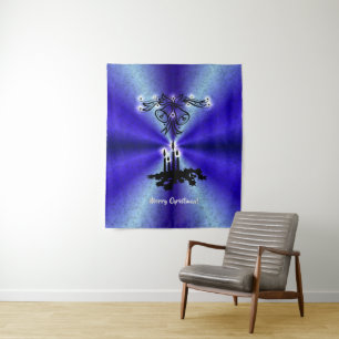 Advent, Christmas Magic on Blue Tapestry
