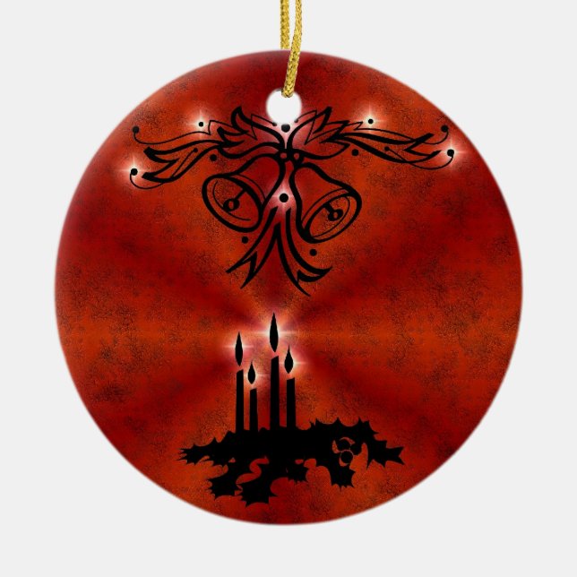 Advent, Christmas Magic on Red Ceramic Ornament (Front)