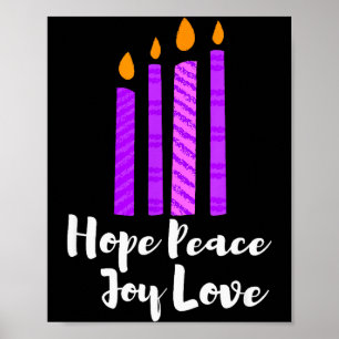 Advent Evergreen Wreath Candles Hope Peace Joy Lov Poster