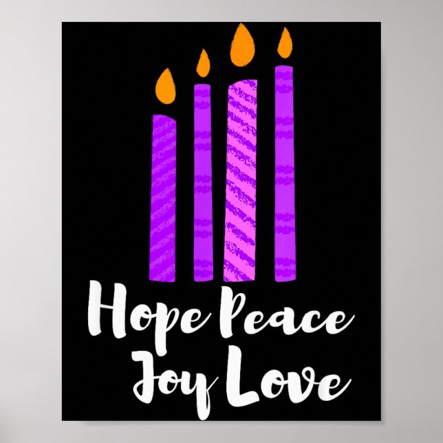 Advent Evergreen Wreath Candles Hope Peace Joy Lov Poster (Front)