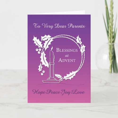 Advent Parents Blessings Wreath Candle Purple Card