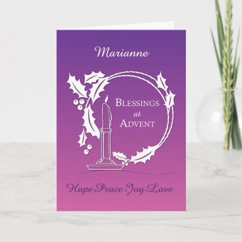 Advent to Friend Blessings Wreath Candle Purple Card