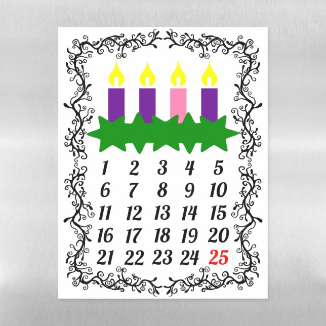 Advent Wreath Calendar Kids Christmas Countdown Magnetic Dry Erase Sheet (Vertical)