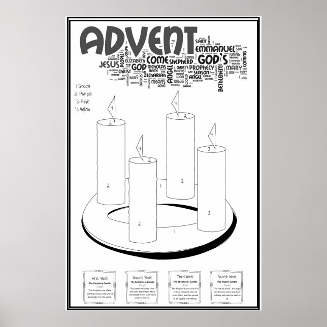 Advent Wreath Color by Number Poster (Front)
