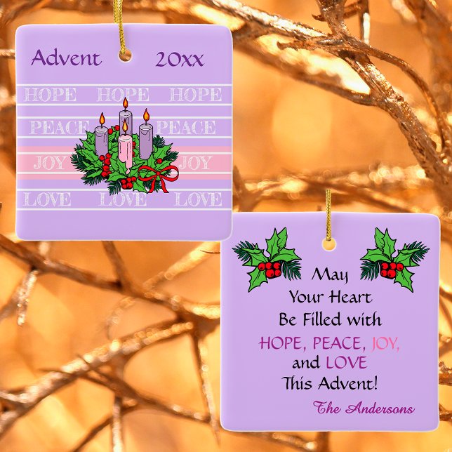 Advent Wreath on Striped Background  Ceramic Ornament (Creator Uploaded)