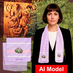 Advent Wreath on Striped Background  Scarf