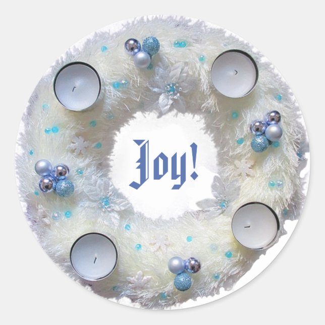 Advent Wreath Silver and Blue Classic Round Sticke Sticker (Front)