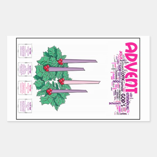 Advent Wreath Stickers Fun  Easy Classroom Idea Rectangular Sticker