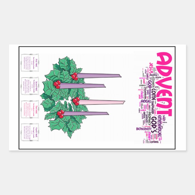 Advent Wreath Stickers: Fun & Easy Classroom Idea Rectangular Sticker (Front)
