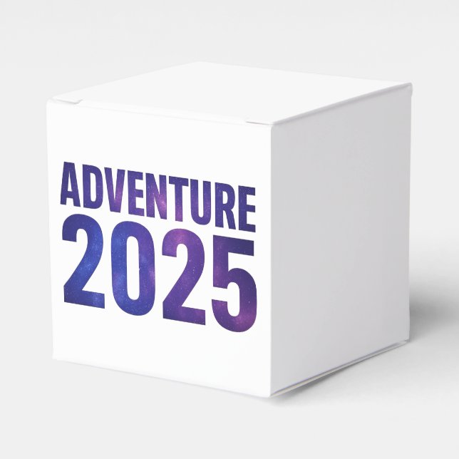 Adventure 2025 Galaxy Typography Design Favor Boxes (Front Side)