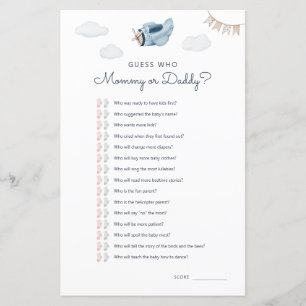 Adventure Airplane Baby Shower Guess Who Game
