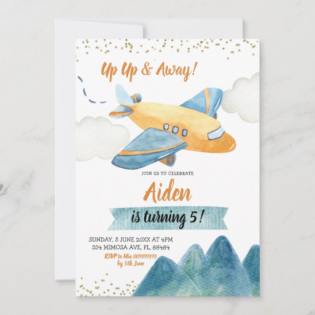 Adventure Airplane Boy Birthday Party Invitation (Front)