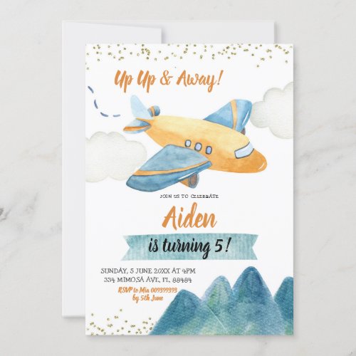 Adventure Airplane Boy Birthday Party Invitation