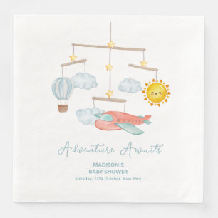 Adventure Airplane Hot Air Balloon Baby Shower Paper Dinner Napkins
