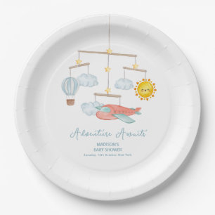 Adventure Airplane Hot Air Balloon Baby Shower  Paper Plates