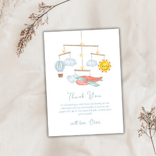 Adventure Airplane Hot Air Balloon Baby Shower  Thank You Card