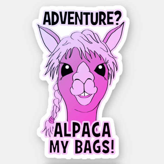 Adventure Alpaca My Bags - Purple Contour Sticker (Front)