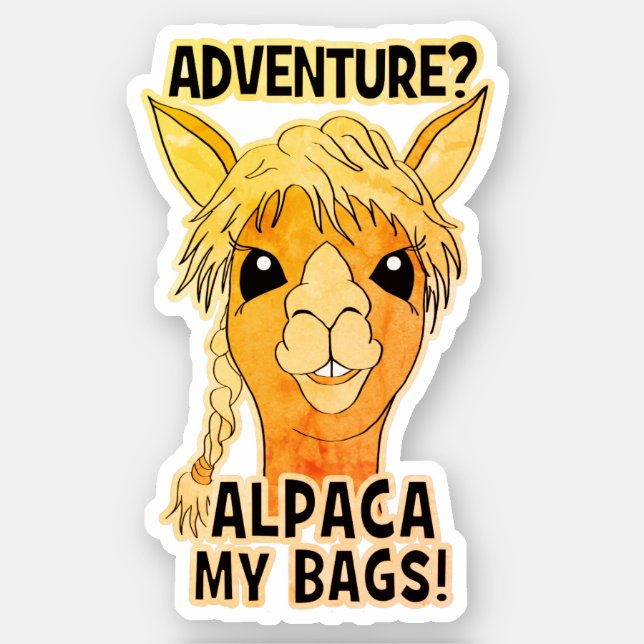 Adventure Alpaca My Bags - Rustic Contour Sticker (Front)