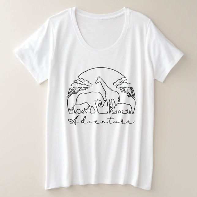Adventure and Safari in Africa Plus Size T-Shirt (Design Front)