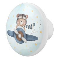 Adventure Aviation Cute Bear Blue Plane