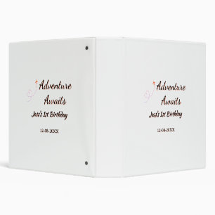 Adventure awaits 1st birthday name date planeretro 3 ring binder