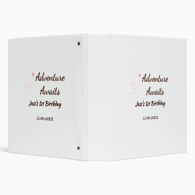 Adventure awaits 1st birthday name date planeretro 3 ring binder (Background)