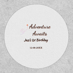 Adventure awaits 1st birthday name date planeretro patch