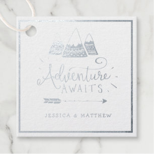 "Adventure awaits"! Adventure themed baby shower Foil Favor Tags