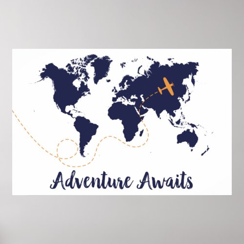 Adventure Awaits Airplane Print World Map Print