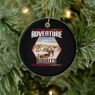 Adventure Awaits - Alpaca Llama Travel Ceramic Ornament