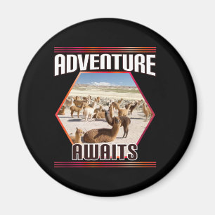 Adventure Awaits - Alpaca Llama Travel Magnet