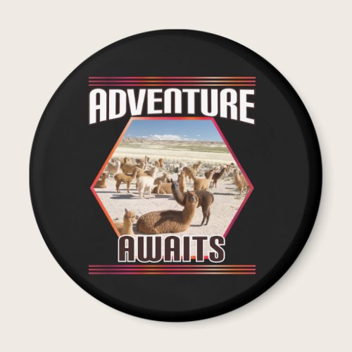 Adventure Awaits - Alpaca Llama Travel  Magnet