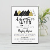 Adventure Awaits arrow mountain Baby Shower Invite (Standing Front)