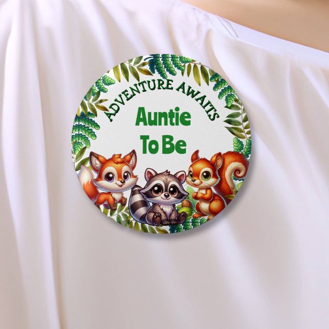 Adventure Awaits Auntie To Be Baby Shower Button (Creator Uploaded)