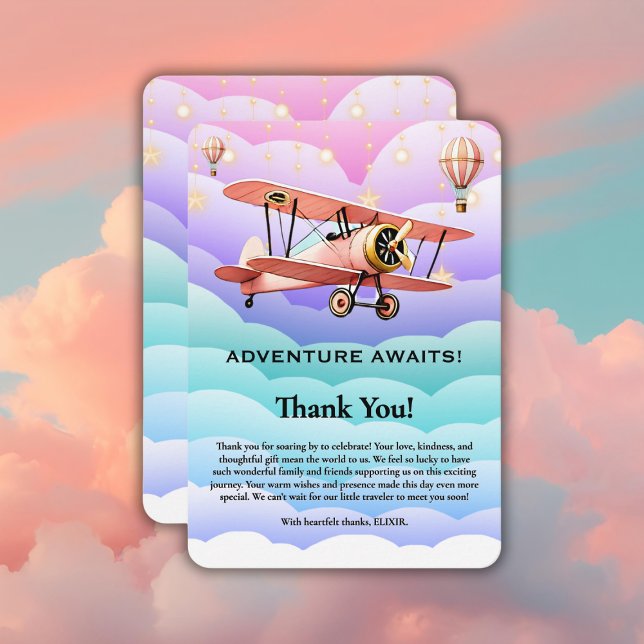 Adventure Awaits Aviation Baby Shower Thank You Card (Creator Uploaded)