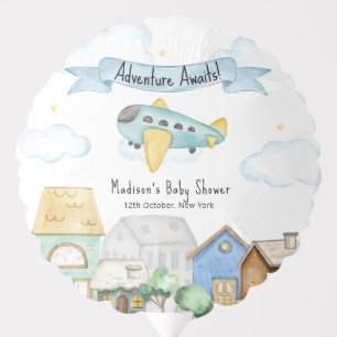 Adventure Awaits Aviator Airplane Baby Shower  Balloon