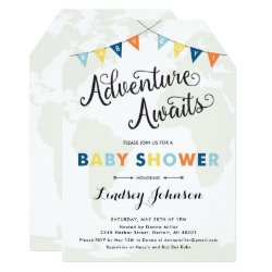 Adventure Awaits: Baby Boy Shower Map Invitation