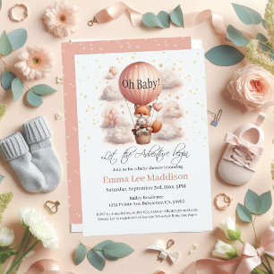 Adventure Awaits Baby Fox in Hot Air Balloon Invitation