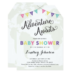 Adventure Awaits: Baby Girl Shower Map Invitation