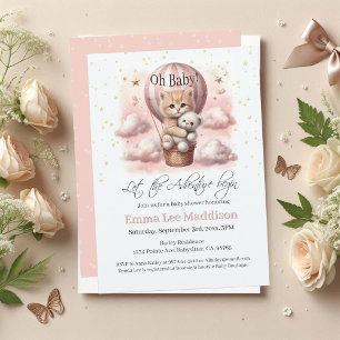 Adventure Awaits Baby Kitten Hot Air Balloon Invitation